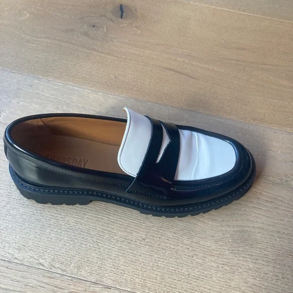 Thursday Boot Company Black and White Penny Loafers - Picture 8 of 11